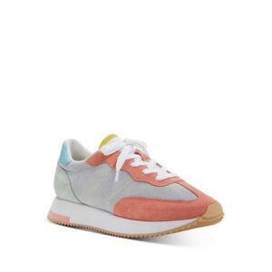 AQUA Womens Pink Light Blue 1" Platform Train Wedge Athletic Training Shoes 6 M
